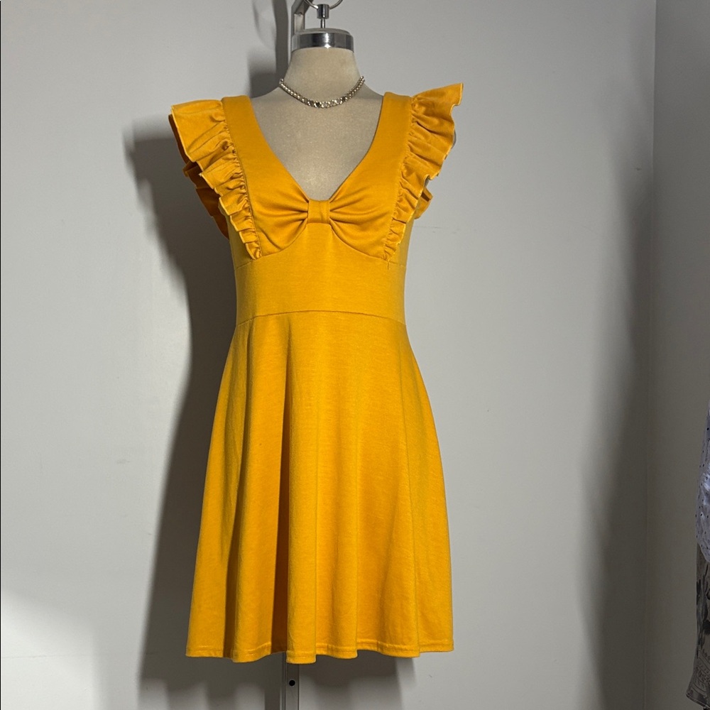 RockSteady Girl Golden Ruffle Sleeve Dress Size XL